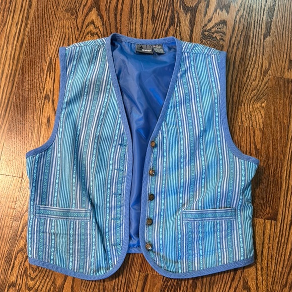 Vintage Liz Wear size M Blue Striped Vest - Picture 1 of 8